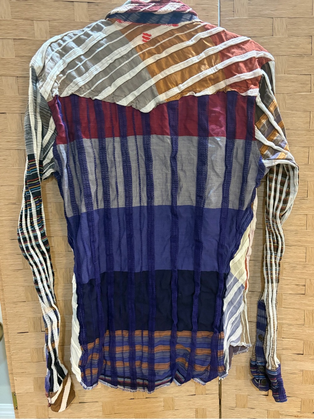 Robert Graham Zen Shirt Unisex Medium Multicolor Patchwork Reworked Button RARE - Picture 5 of 7